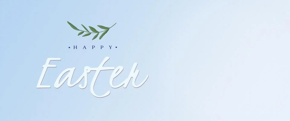 Happy easter banner with text, drawn branch. Stock Illustration