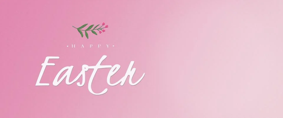 Happy easter banner with text, drawn branch. Stock Illustration