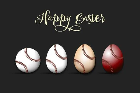 Happy Easter. Baseball ball and eggs Stock Illustration