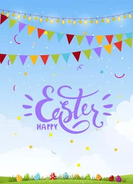 Happy easter. Beautiful Easter card with copy space, flyer, invitation, decor Stock Illustration