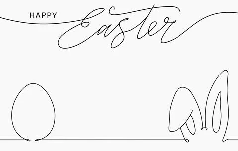 Happy easter. Beautiful inscription, Easter egg and bunny ears. Stock Illustration