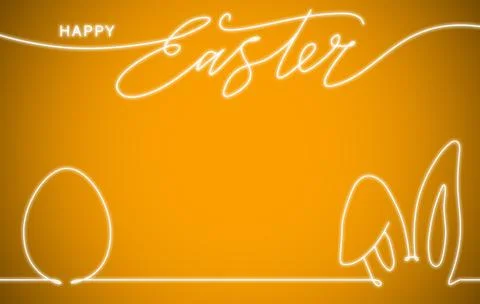 Happy easter. Beautiful inscription, Easter egg and bunny ears. Illustrazione stock