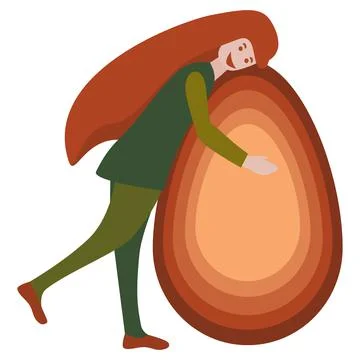 Happy Easter. Big egg and young girl. Stock Illustration