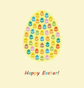 Happy Easter with big yellow eggs Stock Illustration