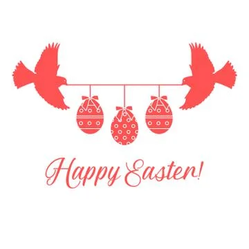 Happy Easter Bird Easter egg Festive Holiday Stock Illustration