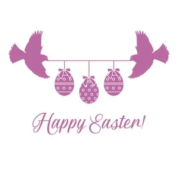 Happy Easter Bird Easter egg Festive Holiday Stock Illustration