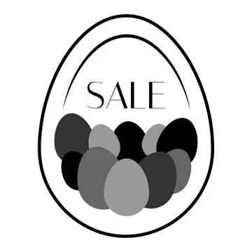 Happy Easter. Black and white greeting card with egg frame for text. Vector Stock Illustration