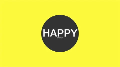 Happy Easter with black circle on yellow pattern Stock Footage 168087799