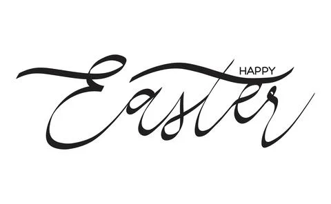 Happy Easter black linear lettering. Hand drawn elegant modern calligraphy... Stock Illustration