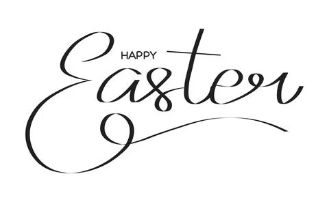 Happy Easter black linear lettering. Hand drawn elegant modern calligraphy... Stock Illustration