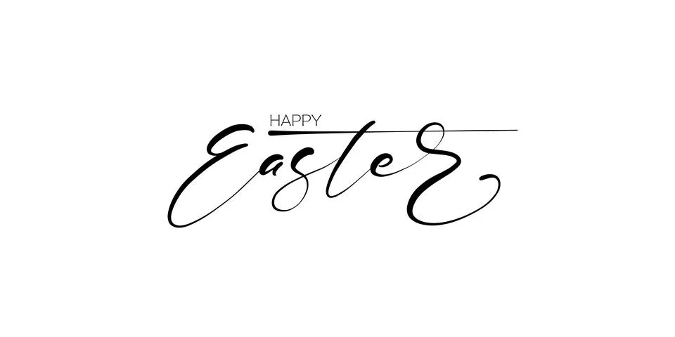 Happy Easter black linear lettering with swooshes. Hand drawn elegant modern  Stock Illustration