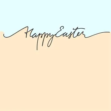 Happy Easter black linear lettering with swooshes Stock Illustration