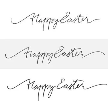Happy Easter black linear lettering. Handwritten Stock Illustration
