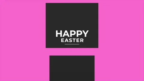 Happy Easter with black lines on pink pattern Stock Footage 168815030