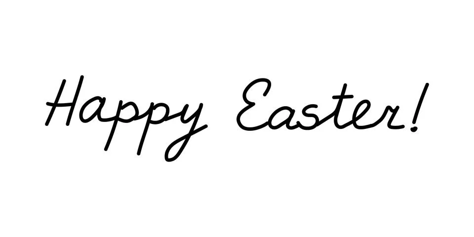 Happy Easter - black vector text isolated on white background. Stock Illustration