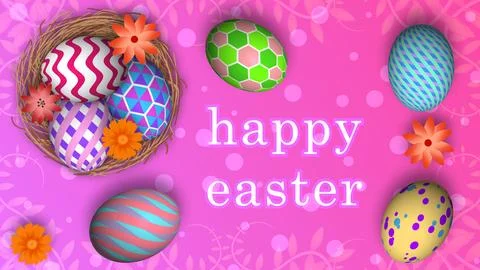 Happy easter blessings on gradient colour background with flowers Stock Illustration