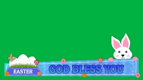 Happy easter blessings on green screen with little bunny and decorated flower Stock Footage 268573740