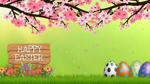 Happy easter blessings on wooden board with blur background, beautiful flow.. Stock Footage 268573403