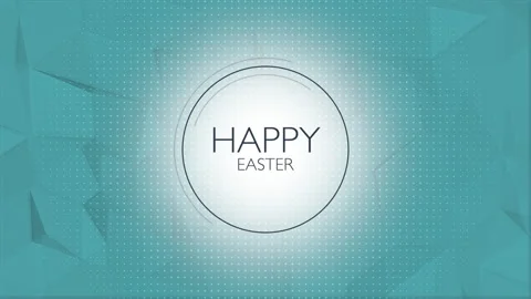 Happy easter blue and white background with triangular patterns and Happy Easter 库存影片 263696100