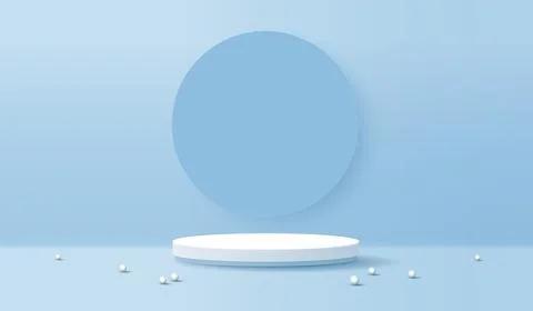 Happy Easter blue background and paper art podium display for product prese.. Stock Illustration