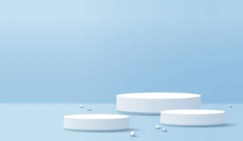 Happy Easter blue background and paper art podium display for product prese.. Stock Illustration