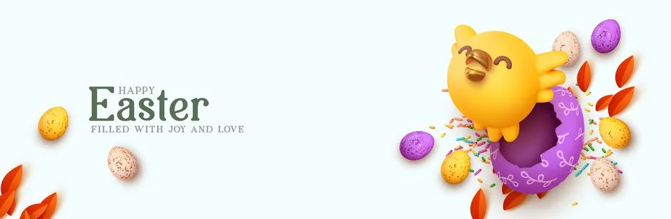 Happy Easter blue banner. Stock Illustration