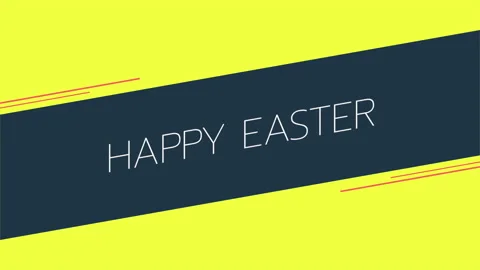 Happy Easter with blue lines on yellow pattern Stock Footage 168087395