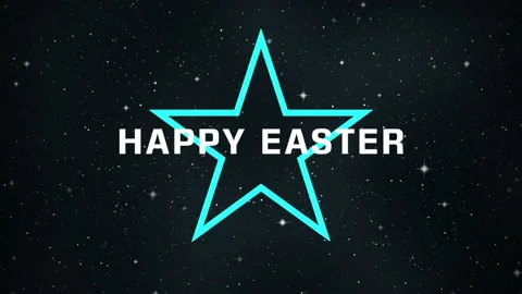 Happy Easter with blue star in galaxy Video stock 168087716