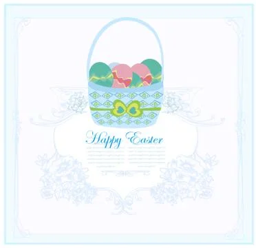 Happy easter border with eggs card Ilustración de archivo