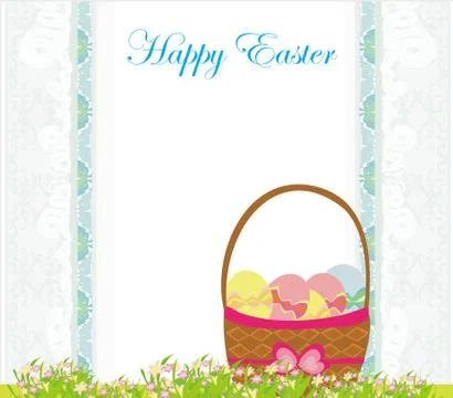 Happy easter border with eggs - card Stock Illustration