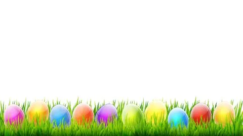 Happy Easter border isolated on white background vector Stock Illustration
