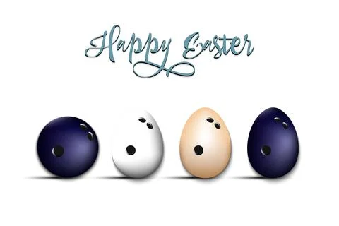 Happy Easter. Bowling ball and eggs Stock Illustration