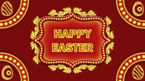 Happy easter bright blessings on red background with decorated eggs Stock Illustration