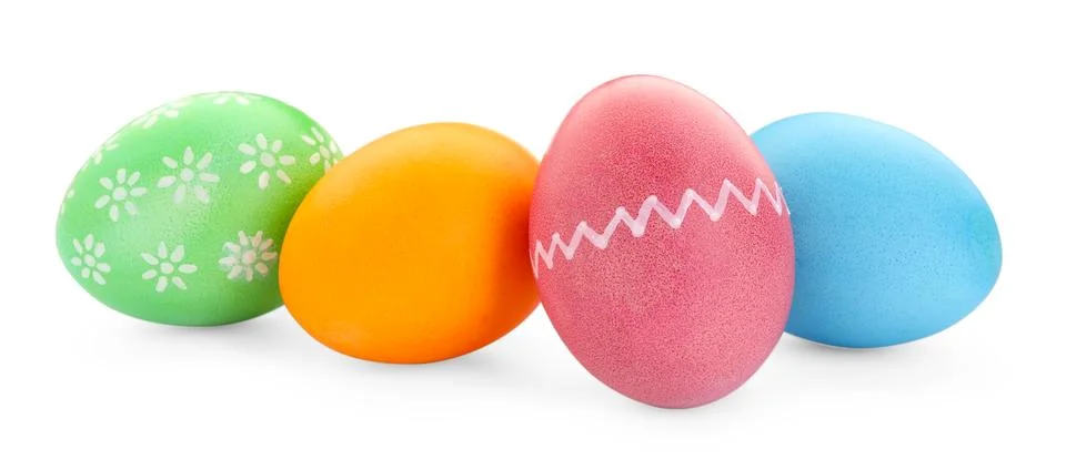 Happy Easter. Bright painted eggs isolated on white Foto stock