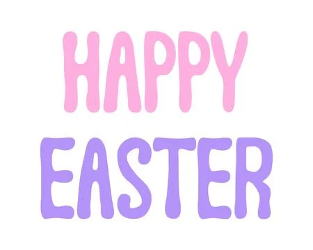 Happy Easter Bubble Letter Text Purple and Pink Stock Illustration