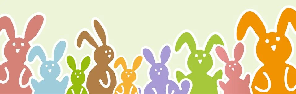 Happy Easter bunnies colored Stock Illustration