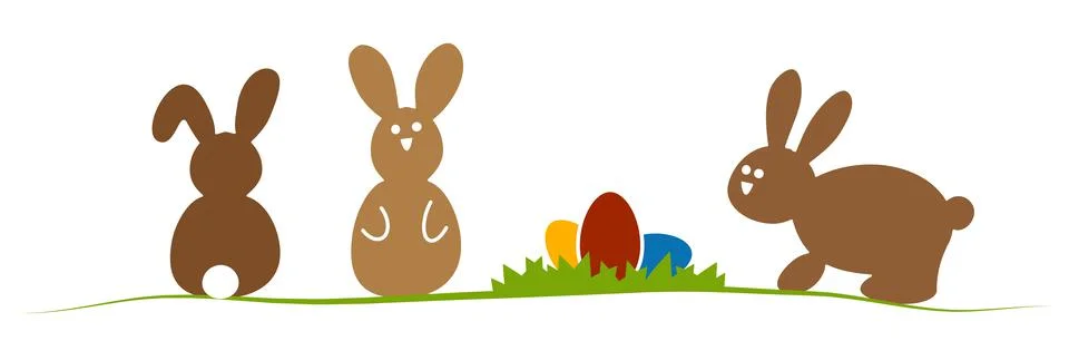 Happy Easter bunnies colored Stock Illustration