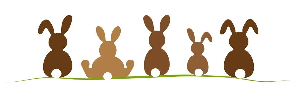 Happy Easter bunnies colored Stock Illustration