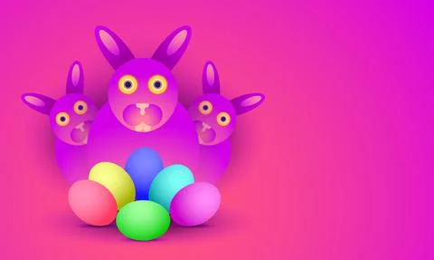 Happy a easter bunnies day. rabbit waiting for new born on earth. vector Stock Illustration