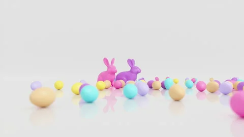Happy Easter Bunnies With Eggs Video stock 175862053
