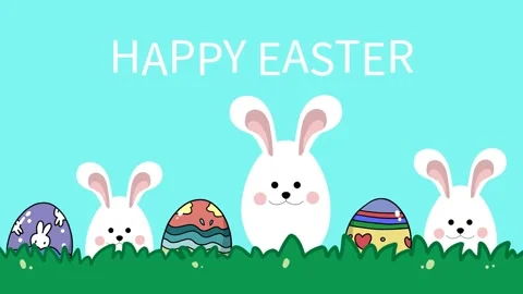 Happy easter bunny and egg jump Stock Footage 233658910