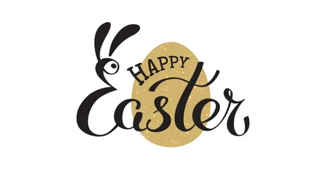 Happy easter bunny animated lettering. Easter rabbit ears. Hand drawn funny Stock Footage 304970229