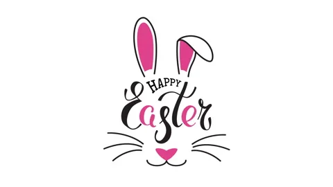 Happy easter bunny animated lettering. Easter rabbit ears. Handwritten logo Stock Footage 304970231