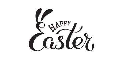 Happy easter bunny animated lettering. Easter rabbit ears. Handwritten logo Stock Footage 305042444
