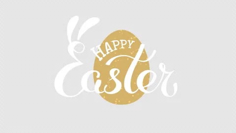 Happy easter bunny animated lettering. Easter rabbit ears. Hand drawn funny Stock Footage 305548230