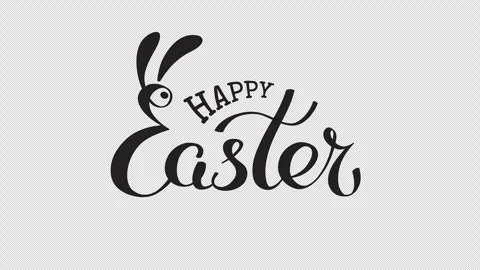 Happy easter bunny animated lettering. Easter rabbit ears. Handwritten logo Stock Footage 305833982