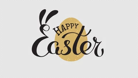 Happy easter bunny animated lettering. Easter rabbit ears. Hand drawn funny Stock Footage 306076558
