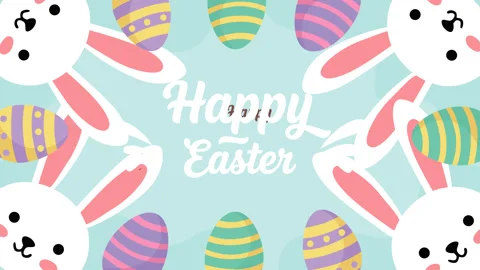 Happy Easter Bunny Background with Colorful Eggs Video stock 331609057