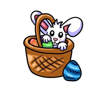 Happy Easter Bunny Basket Stock Illustration