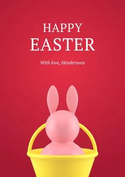 Happy Easter bunny bauble in basket holiday celebrate 3d greeting card design Stock Illustration